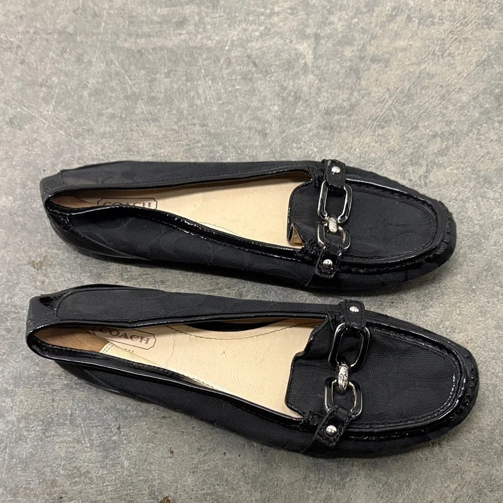 Coach Black Loafers with Silver Accents